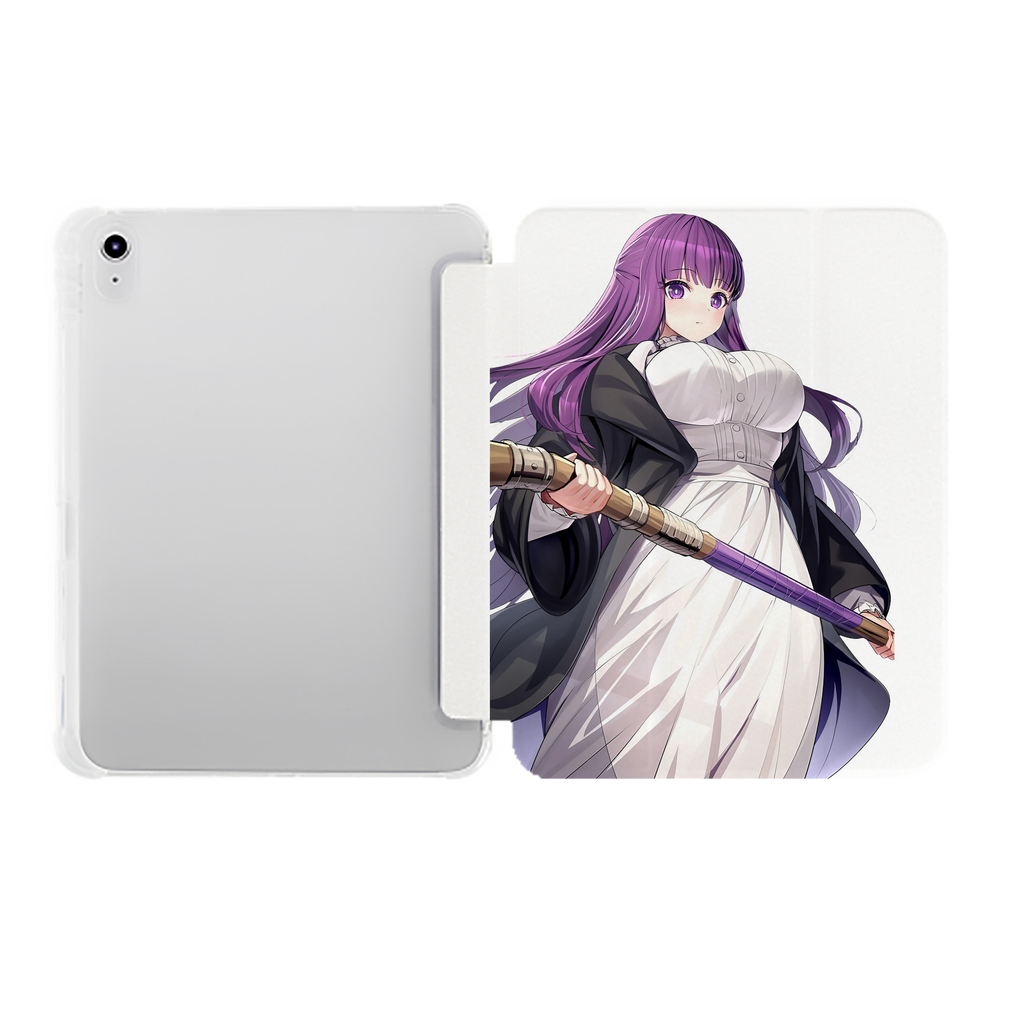 （画像用） 葬送のフリーレン Frieren IPad ケース ペン収納付き 三つ折りスタンド PUレザー×シリコン 対応機種9.5/10.5/10.9インチ